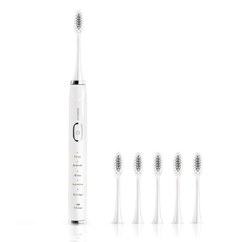现代（HYUNDAI）X700声波震动电动牙刷 带6个刷头 白色
