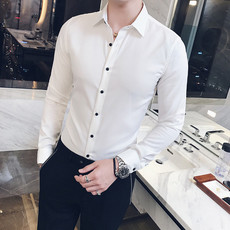 汤河之家2018新款五色衬衫男式长袖衬衣修身伴郎服装