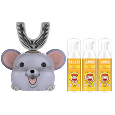 创造官（Creative Guan）儿童电动牙刷U型全自动U形儿童刷牙慕斯牙膏三瓶小鼠