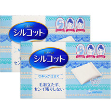 尤妮佳/Unicharm 日本原装化妆棉82枚*2盒  丝滑双面多功能 补水洁面卸妆