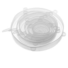 美之扣  6个装硅胶保鲜盖 万能透明碗盖 冰箱保鲜膜盘碟盖重复使用 bxg1