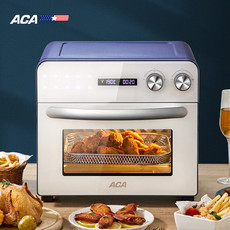 ACA 电烤箱空气炸锅电子式家用无油低脂肪多功能薯条机立式26L解冻果干烤鸡旋转烤发酵