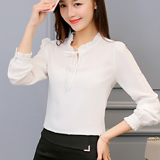 施悦名 2019夏季新款韩版时尚修身显瘦OL长袖衬衫女装上衣打底衬衣