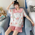睡衣女夏季新款薄款纯棉短袖学生卡通可爱外穿韩版春秋套装家居服