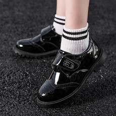 卓纪2021年男童皮鞋雕花英伦风软底表演新款春秋演出黑色小男孩夏季透气学生儿童鞋